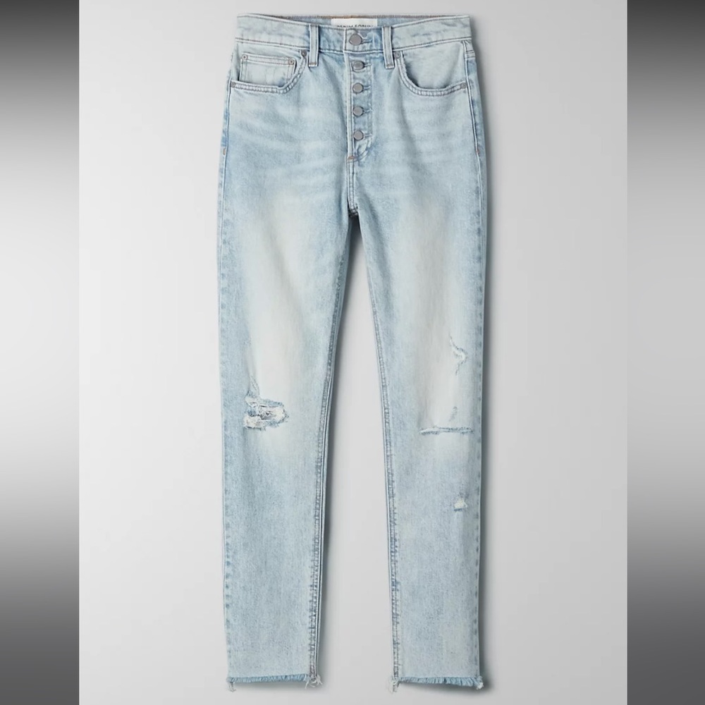 Aritzia Denim forum the yoko high rise distressed slim Jean